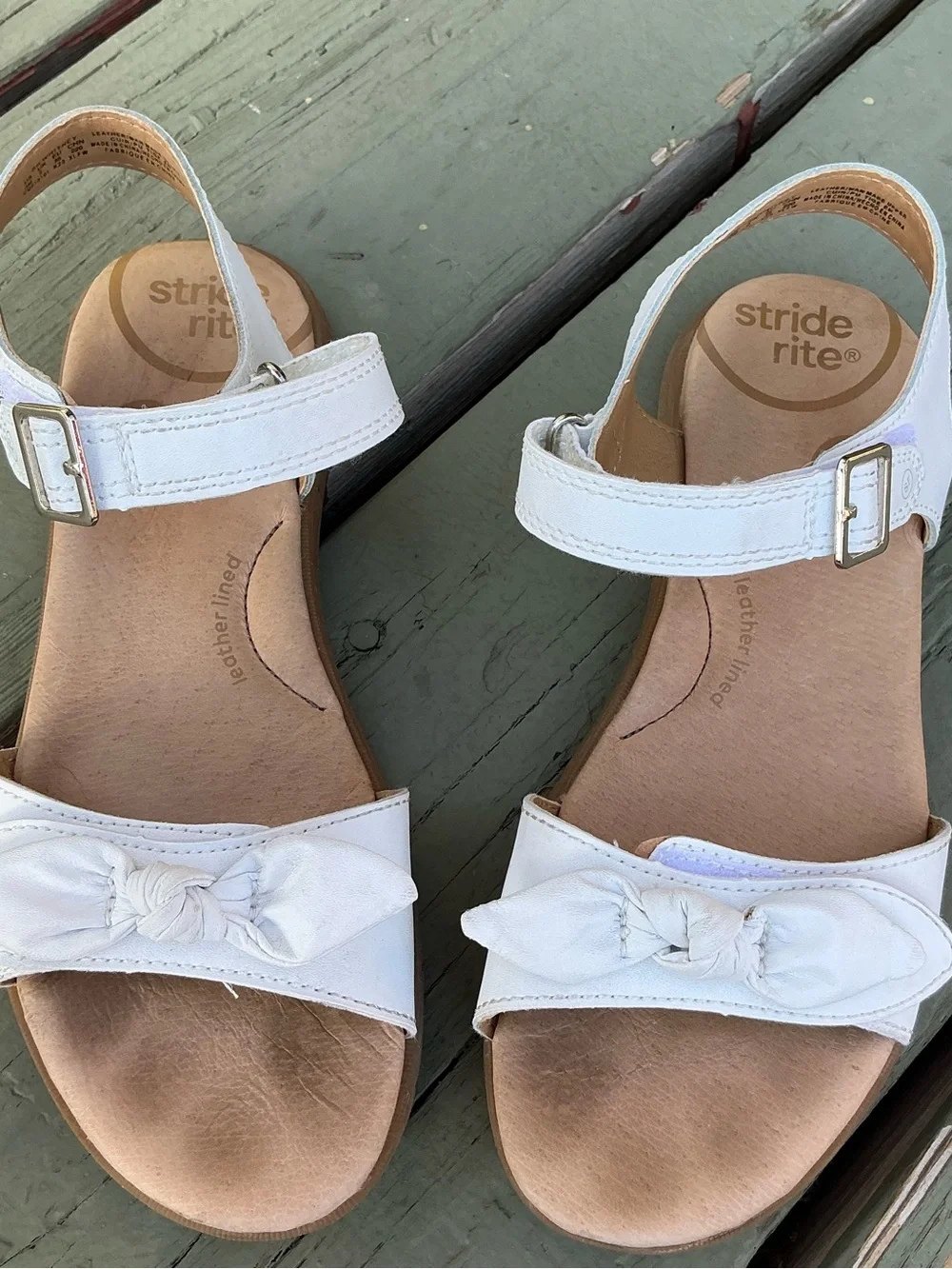 Stride Rite White Knotted Strap Kids Sandals